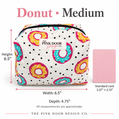 Donut Print Boxy Makeup Bag