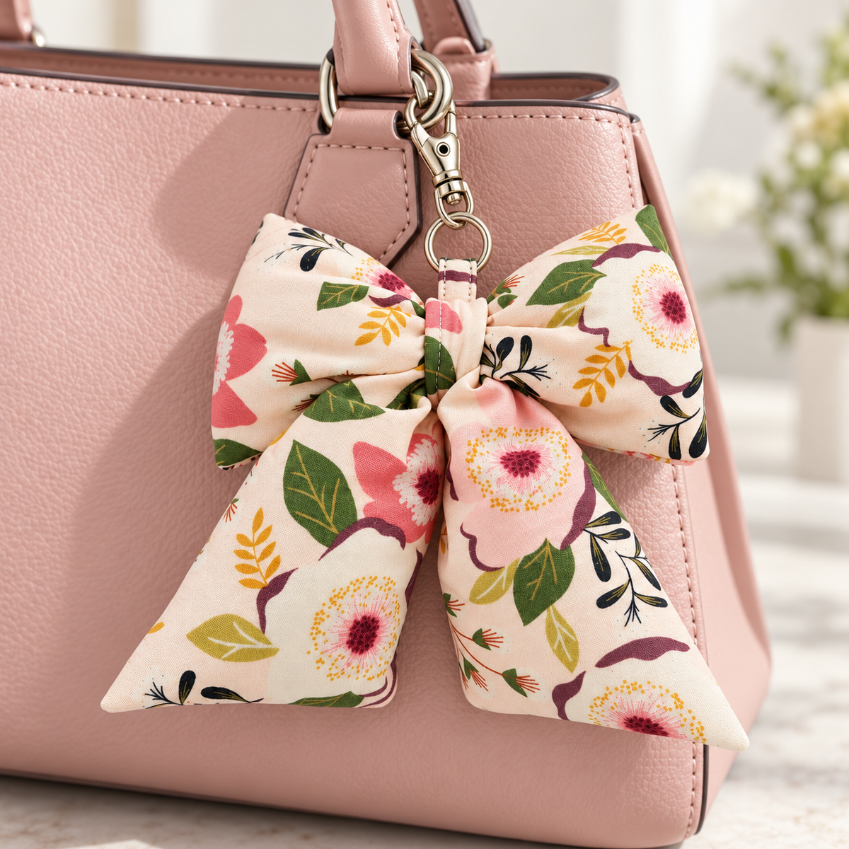 Floral Puffy Bow Bag/Purse Charm