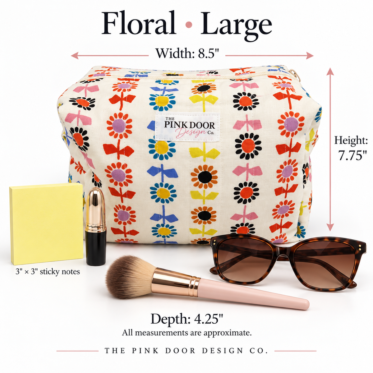 Retro Floral Boxy Makeup Bag