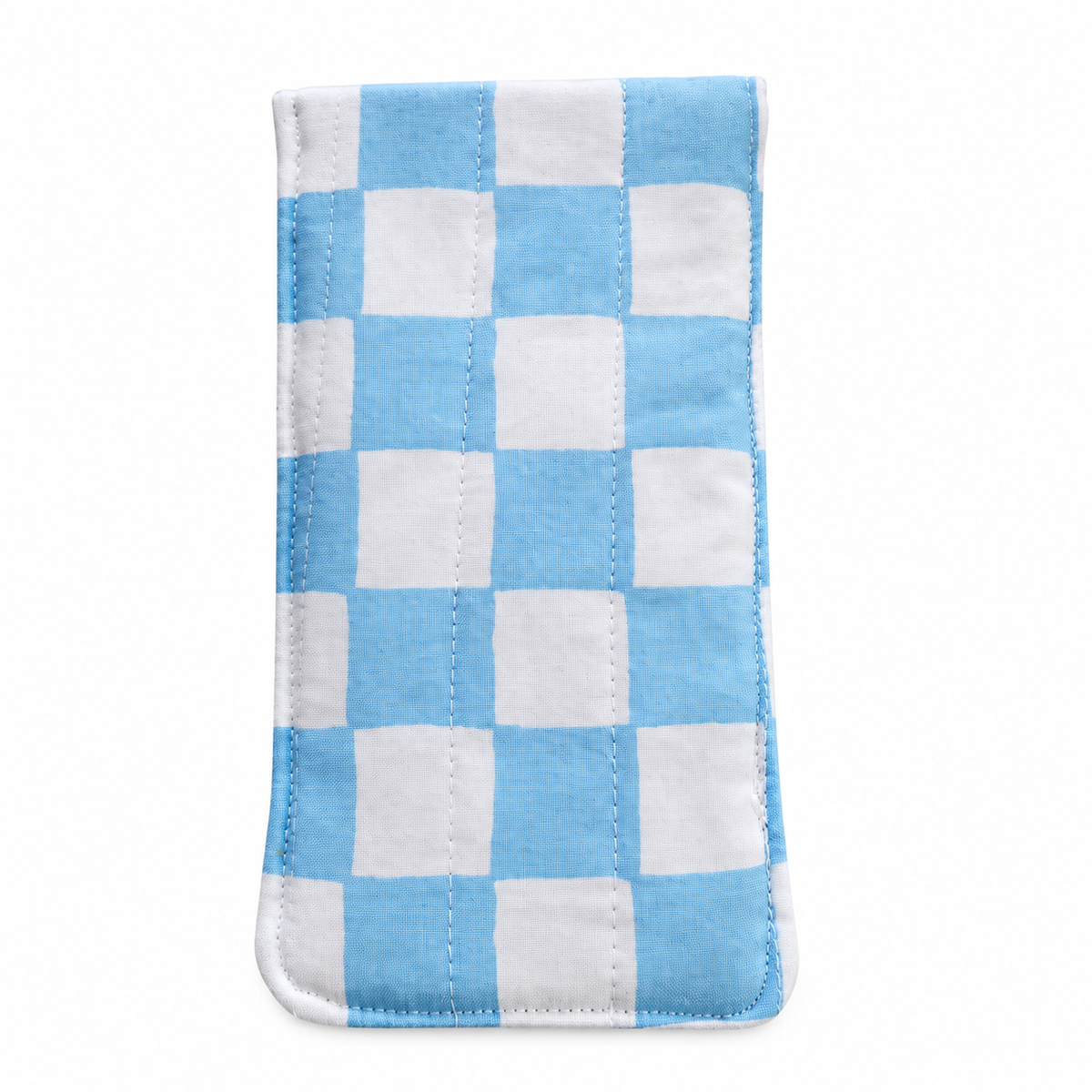 Blue Checkered Quilted Glasses & Sunglasses Case