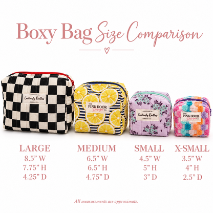 Lemon Stripe Boxy Makeup Bag