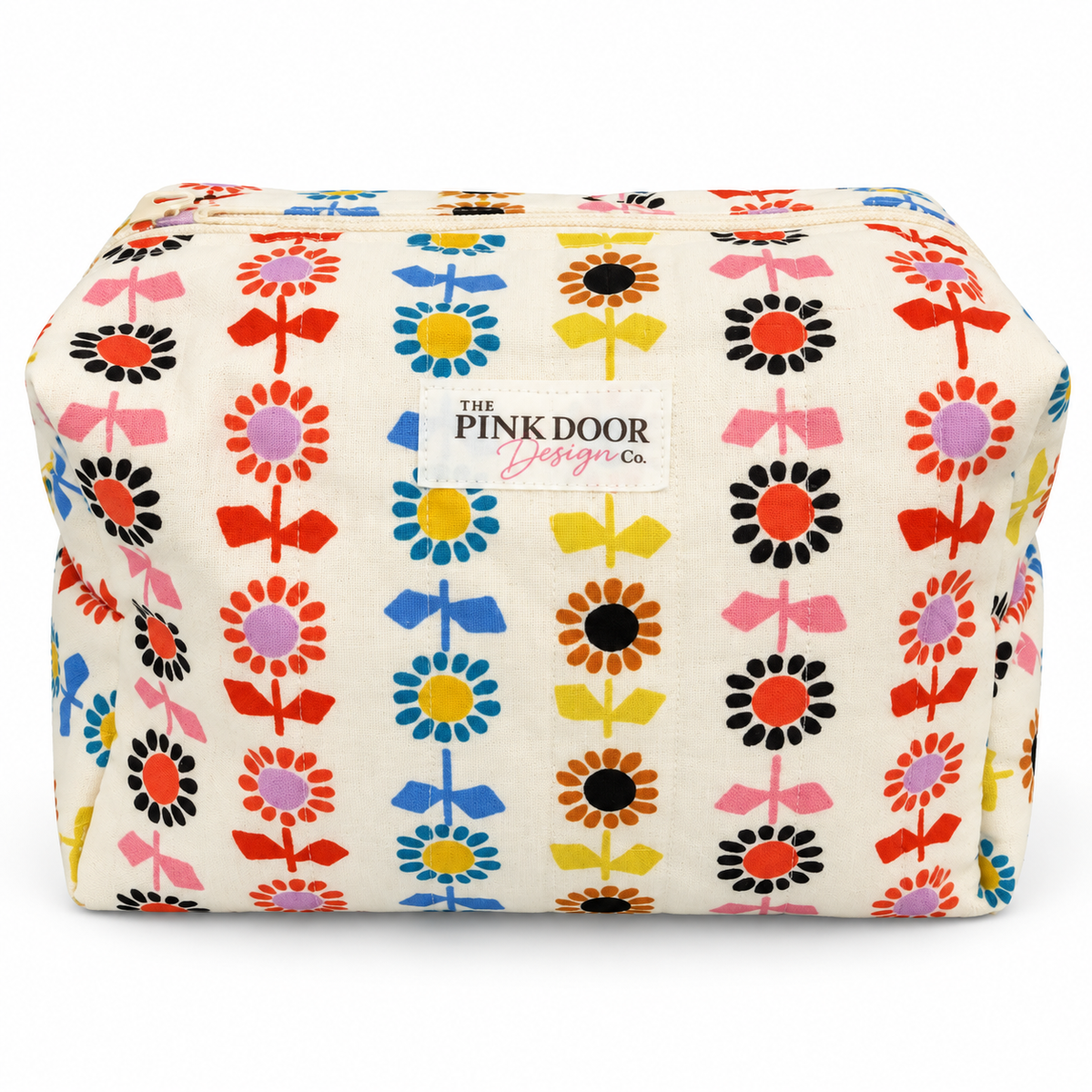 Retro Floral Boxy Makeup Bag