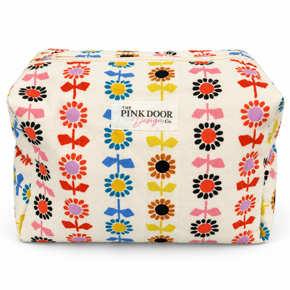 Retro Floral Boxy Makeup Bag