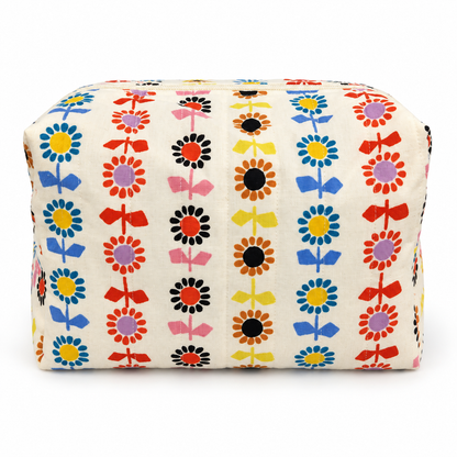 Retro Floral Boxy Makeup Bag