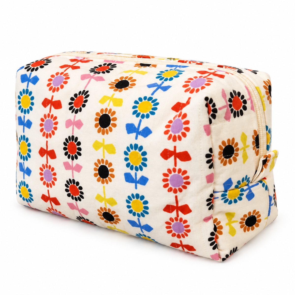 Retro Floral Boxy Makeup Bag