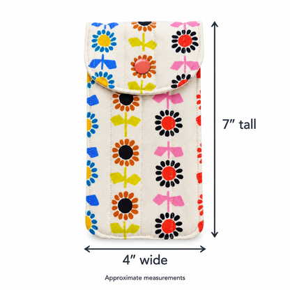 Ivory Retro Floral Quilted Glasses & Sunglasses Case