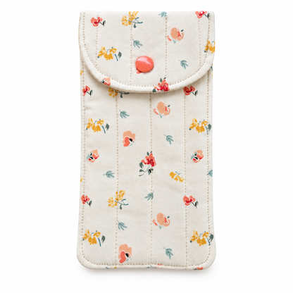 Ivory Floral Quilted Glasses & Sunglasses Case
