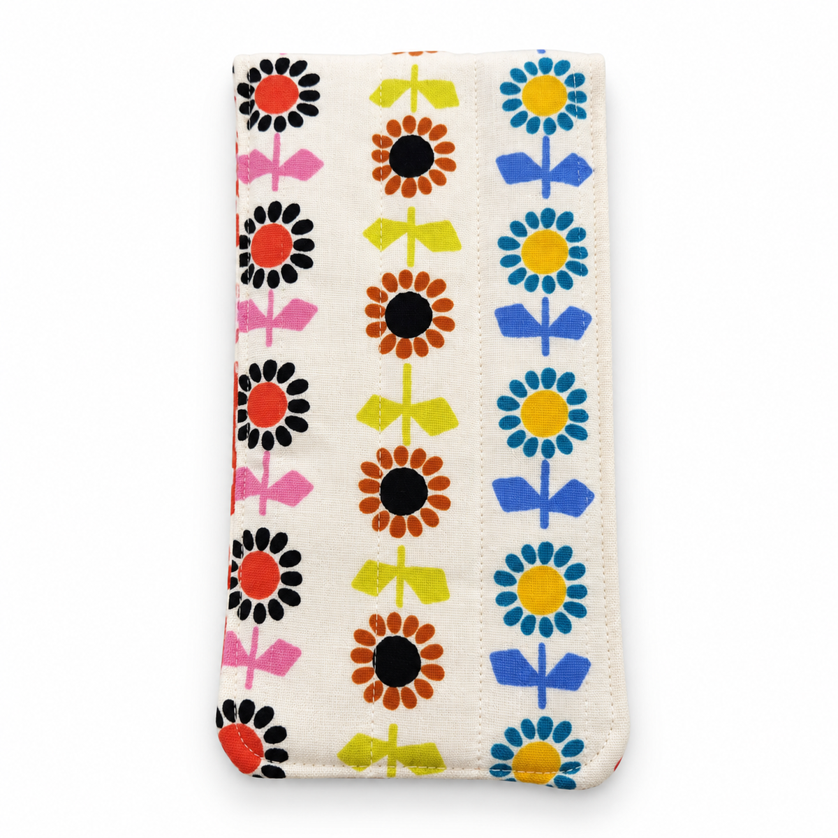Ivory Retro Floral Quilted Glasses & Sunglasses Case