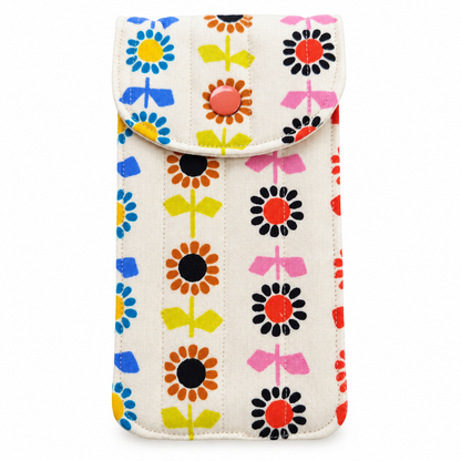 Ivory Retro Floral Quilted Glasses & Sunglasses Case