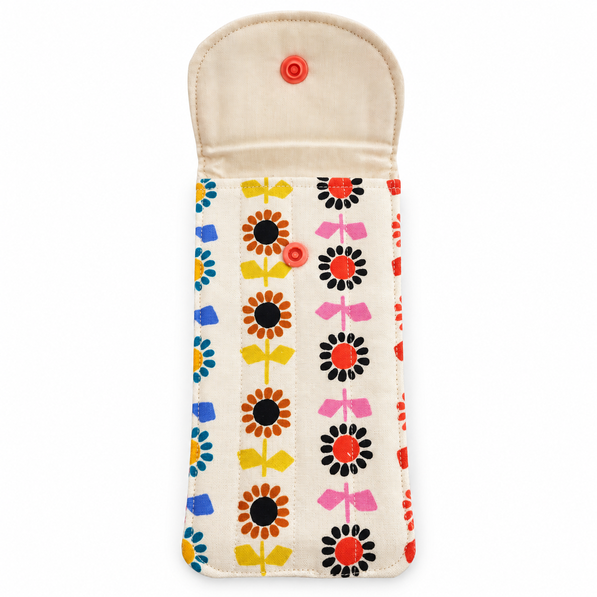 Ivory Retro Floral Quilted Glasses & Sunglasses Case
