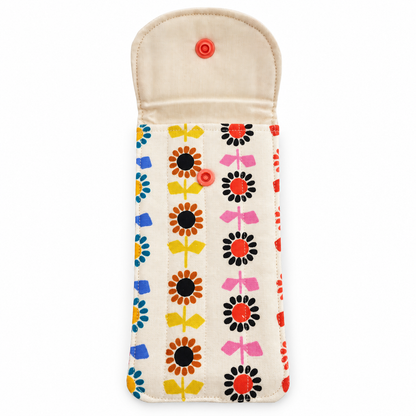 Ivory Retro Floral Quilted Glasses & Sunglasses Case