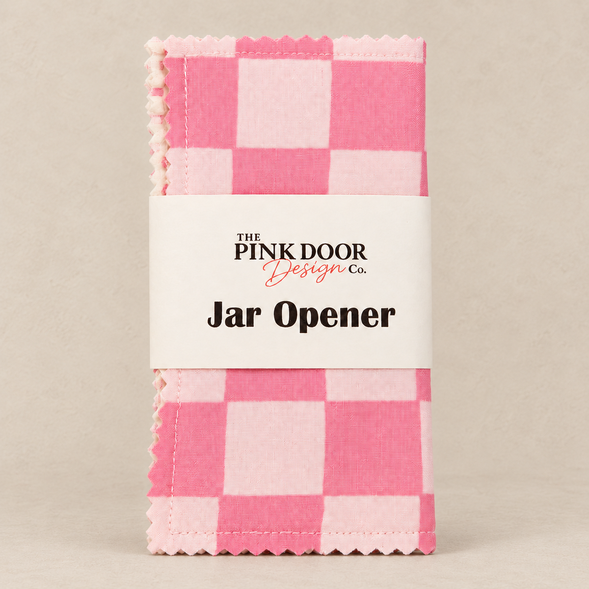Pink Checkered Jar Opener