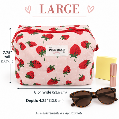 Strawberry Boxy Makeup Bag