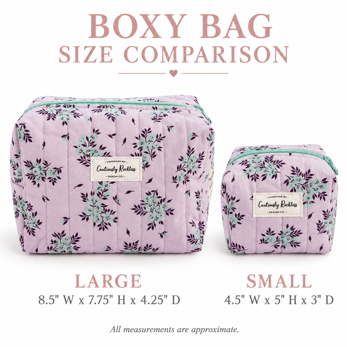 Lavender Floral Boxy Makeup Bag