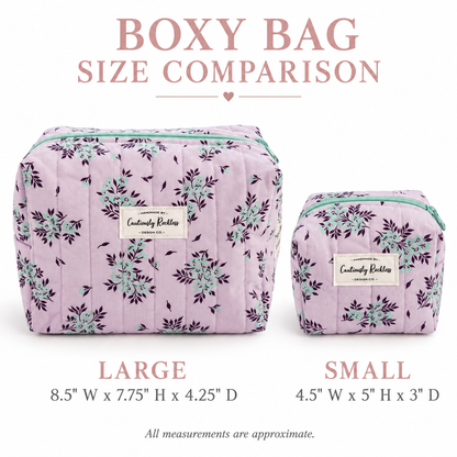 Lavender Floral Boxy Makeup Bag