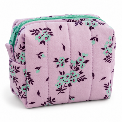 Lavender Floral Boxy Makeup Bag