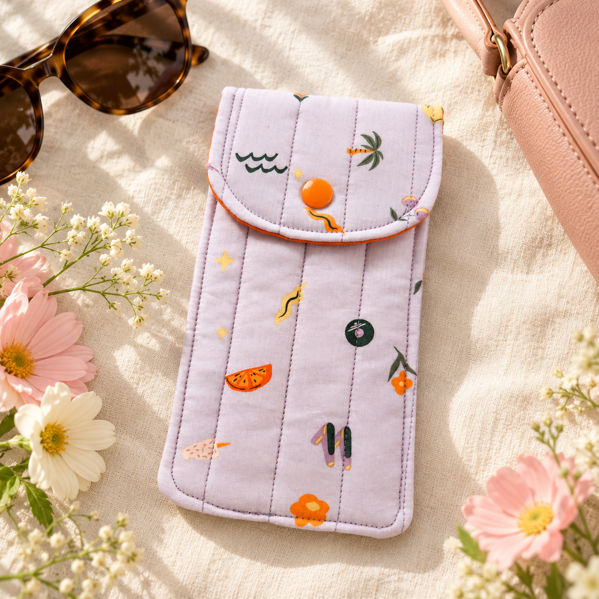 Lavender Summer Vibes Quilted Glasses & Sunglasses Case