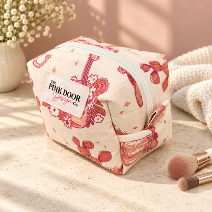 Western Floral Boxy Makeup Bag