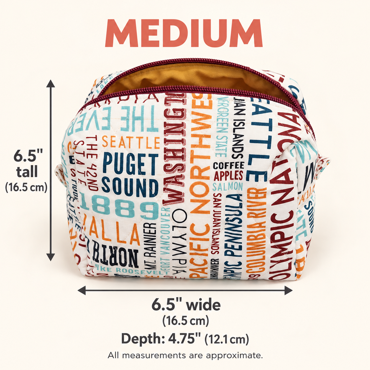 Washington State Themed Boxy Makeup Bag