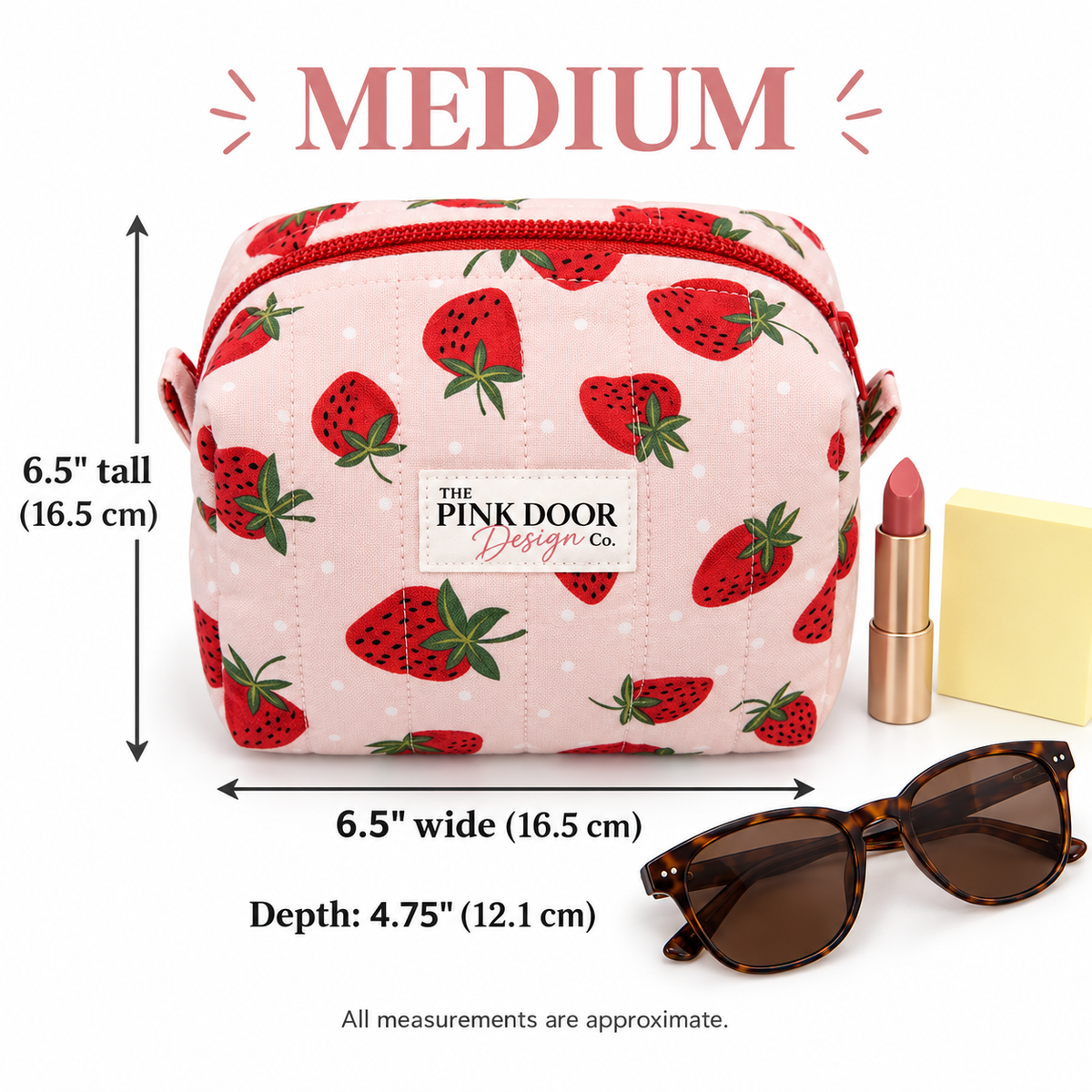 Strawberry Boxy Makeup Bag