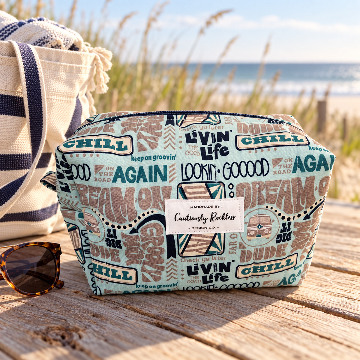 Retro Campervan Boxy Makeup Bag