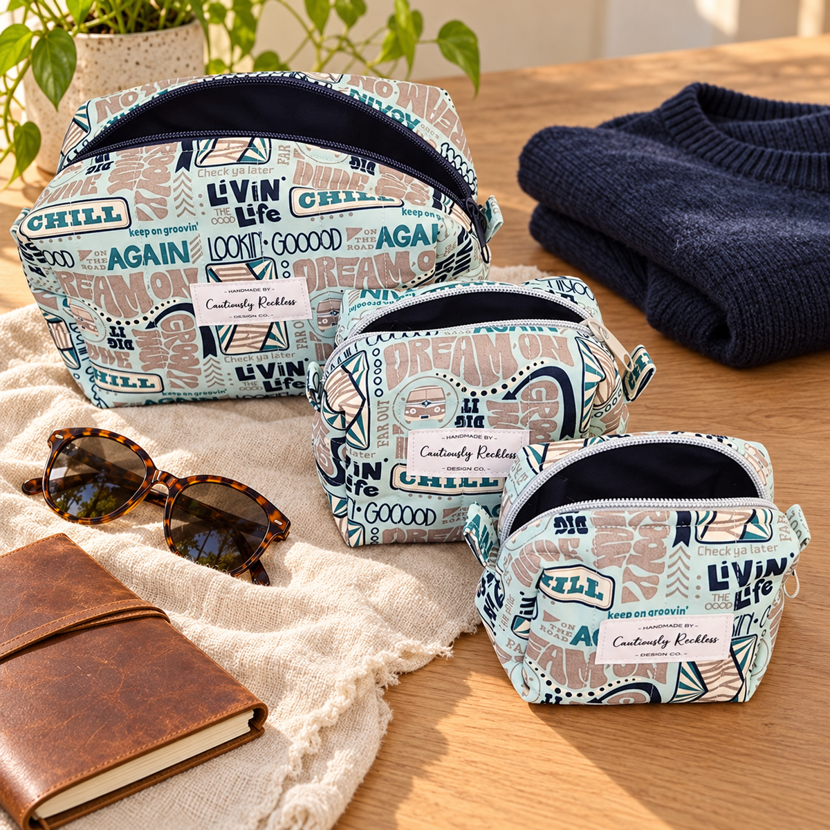 Retro Campervan Boxy Makeup Bag