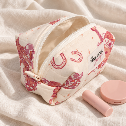 Western Floral Boxy Makeup Bag