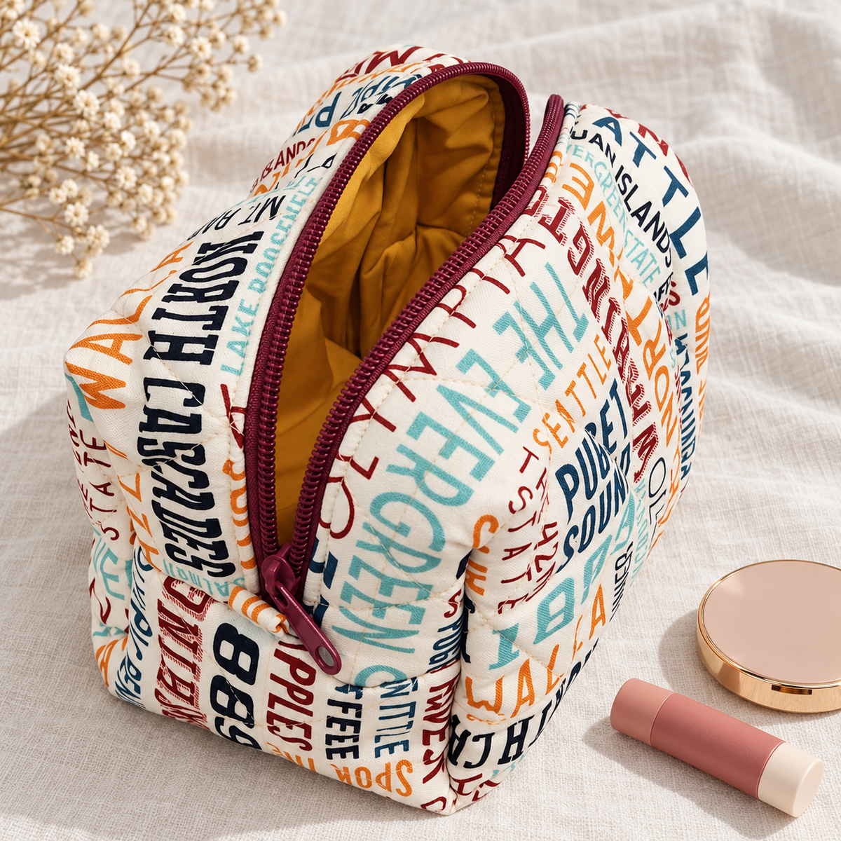Washington State Themed Boxy Makeup Bag