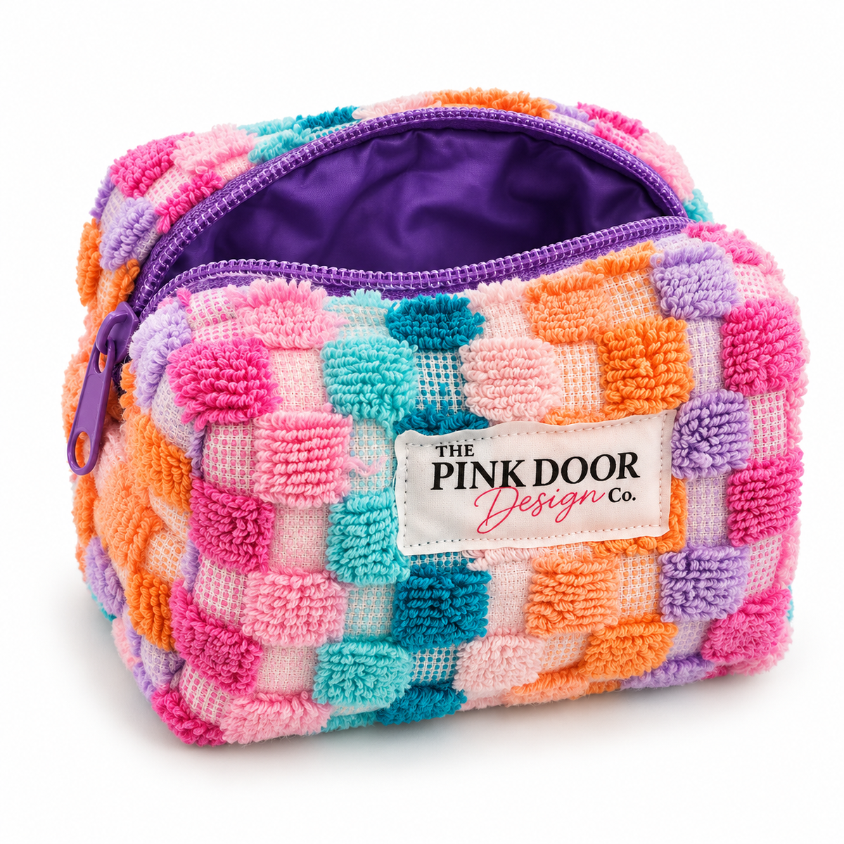 Colorful Checker Boxy Makeup Bag