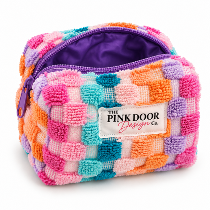 Colorful Checker Boxy Makeup Bag