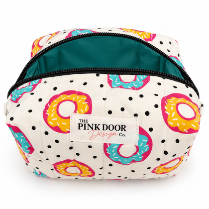 Donut Print Boxy Makeup Bag