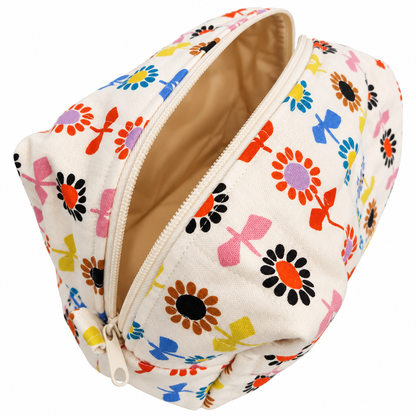 Retro Floral Boxy Makeup Bag