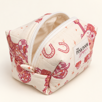 Western Floral Boxy Makeup Bag