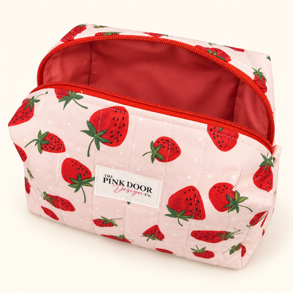 Strawberry Boxy Makeup Bag