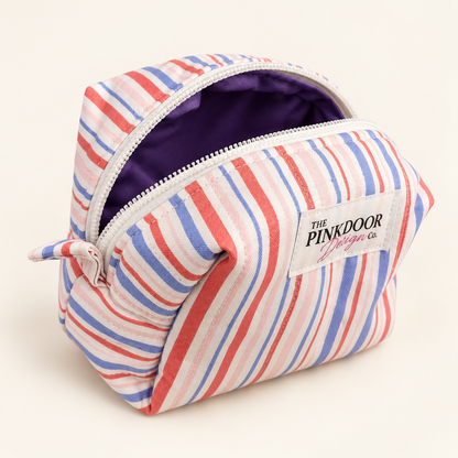 Pastel Striped Boxy Makeup Bag