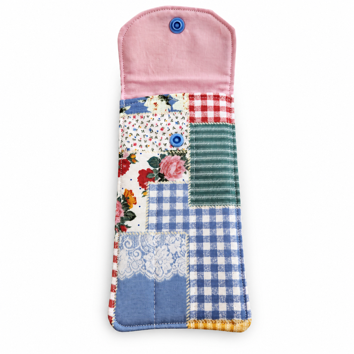 Vintage Patchwork Print Quilted Glasses & Sunglasses Case
