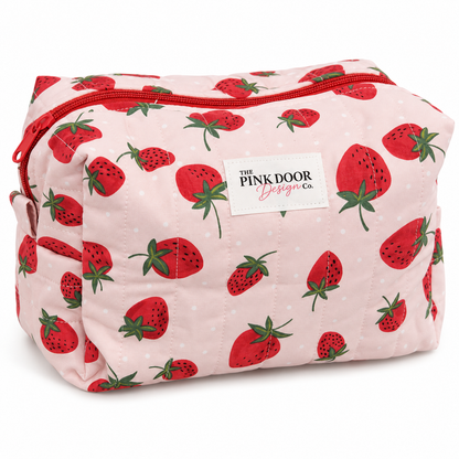 Strawberry Boxy Makeup Bag
