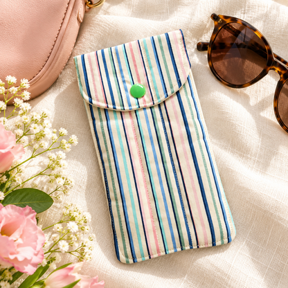 Pastel Stripe Quilted Glasses & Sunglasses Case