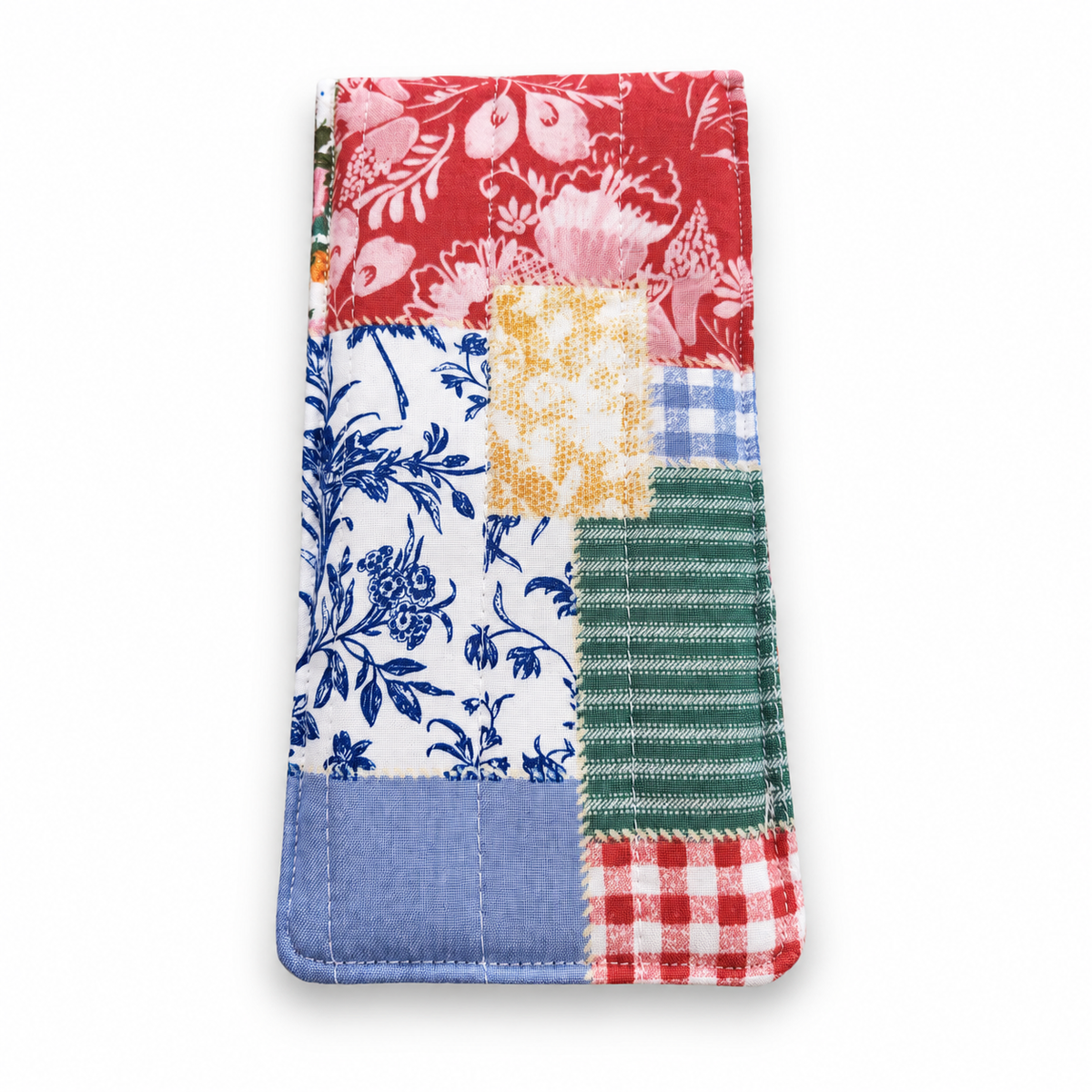 Vintage Patchwork Print Quilted Glasses & Sunglasses Case