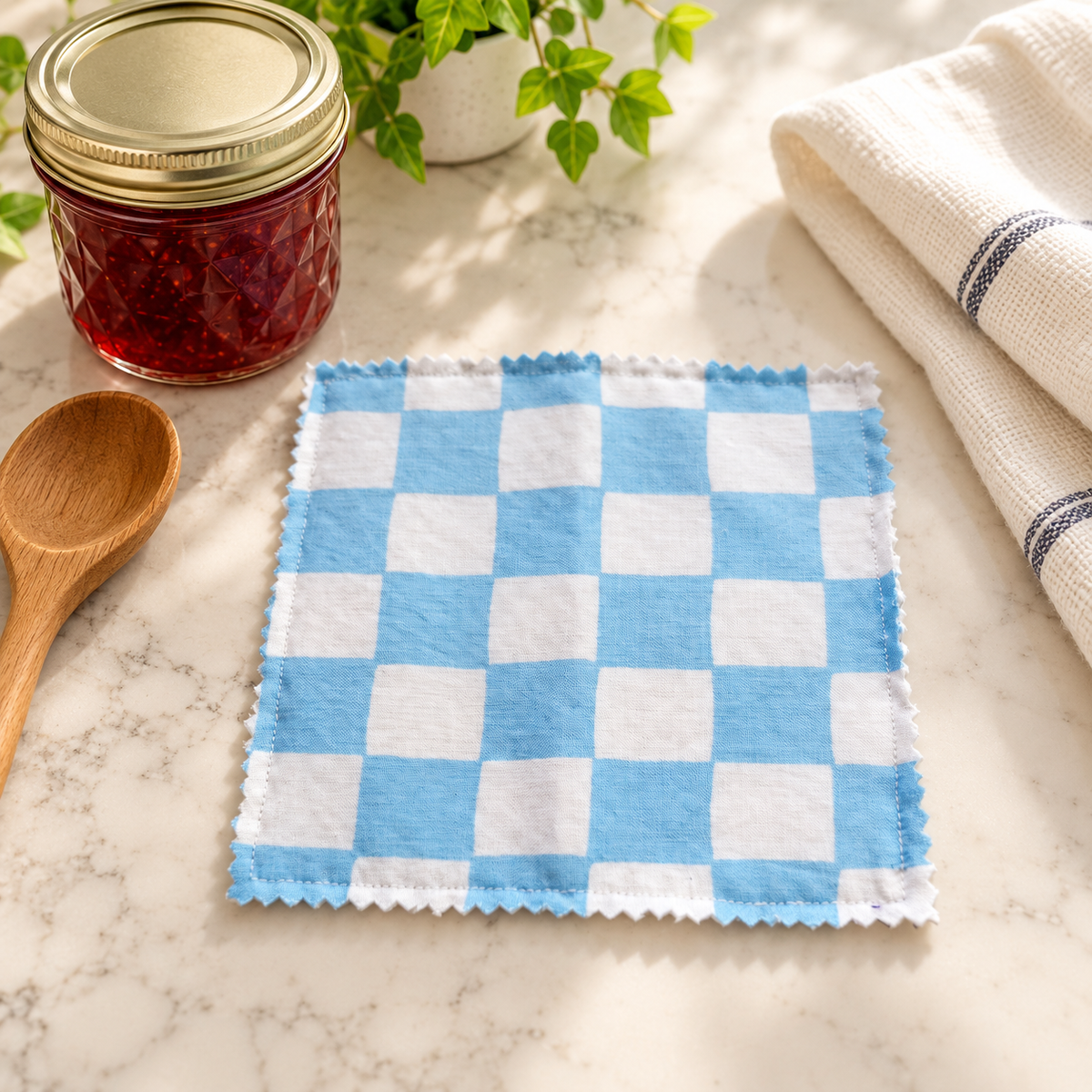 Blue Checkered Jar Opener