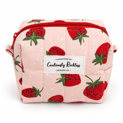 Strawberry Boxy Makeup Bag