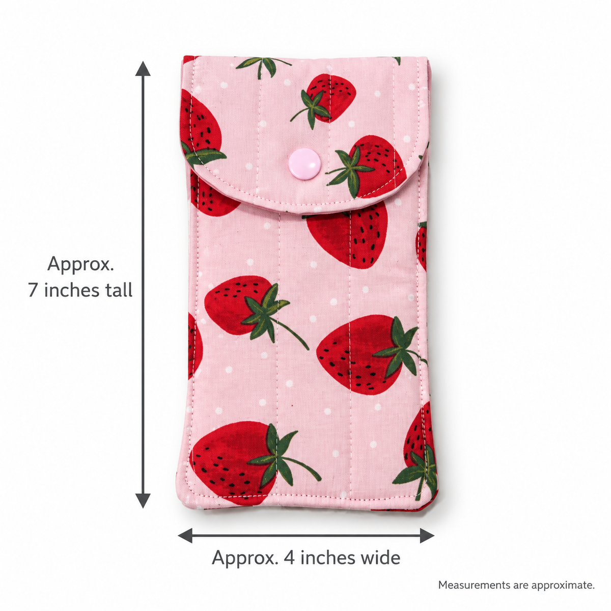 Pink Strawberry Quilted Glasses & Sunglasses Case
