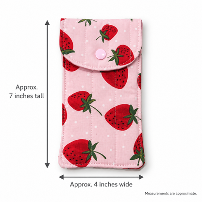 Pink Strawberry Quilted Glasses & Sunglasses Case