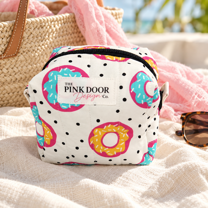 Donut Print Boxy Makeup Bag