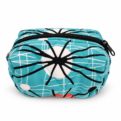Retro Teal Atomic Print Boxy Makeup Bag