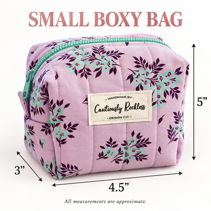 Lavender Floral Boxy Makeup Bag