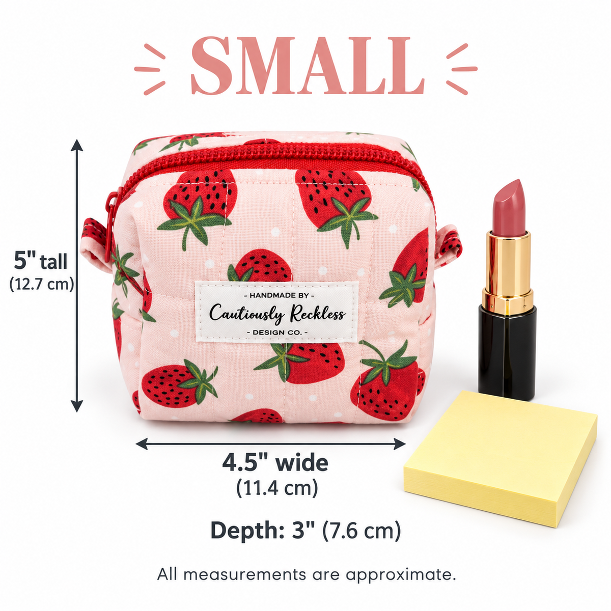 Strawberry Boxy Makeup Bag