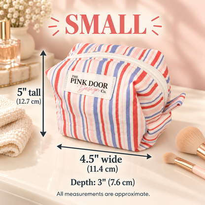 Pastel Striped Boxy Makeup Bag