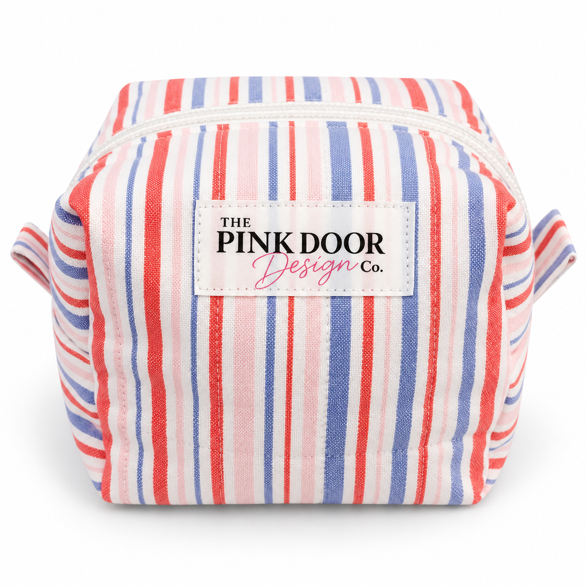 Pastel Striped Boxy Makeup Bag