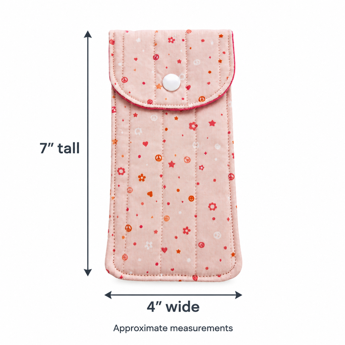Blush Peace & Love Quilted Glasses & Sunglasses Case